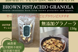 無添加グラノーラ 味わいプレミアム！ブラウンピスタチオと信州りんごのコラボ 長野市 2025年産サンふじ使用 りんご生産農家直送 化学肥料不使用 除草剤不使用 人にやさしく環境にもやさしい農産物