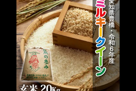 【節減対象農薬6割減】ミルキークイーン 玄米20g（10㎏×2袋）【令和6年・愛知県産】