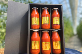 【夏ギフト】本物の甘さと健康をお届けする贅沢無添加トマトジュース180ml×6