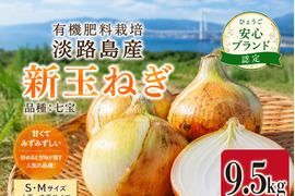 ひょうご安心ブランド認定｜有機肥料栽培｜淡路島産 新玉ねぎ 9.5kg（S・Mサイズ）品種 七宝｜甘みたっぷり・炒めるとさらに美味しい｜
