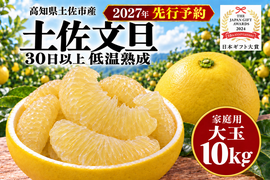 土佐文旦 大玉10kg 家庭用｜ひと房ごとの食べ応え｜約17～24玉｜発祥の地・高知県土佐市産｜30日以上低温熟成｜日本ギフト大賞受賞｜柑橘・果物のお取り寄せ｜2027年先行予約｜やの一果彩