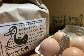 あいがも米と平飼有精卵　卵かけご飯セット　卵12個　お米1.5キロ