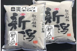 長期保存可能な真空パック　無洗米　大粒で　粒感がありしっかりとした食感　冷めても固くなりにくい新米　新潟県のお米のトップブランド　新之助（新潟県認証銘柄）　白米5kg ×2個★農家直送★色彩選別