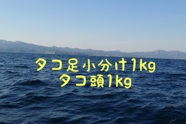 北海道小樽産　茹でタコ足小分け1㎏ タコ頭1kg
