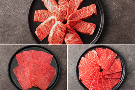 【家計応援＊30％OFF】旨み濃厚！焼肉食べ比べ３種セット 計650g（三角カルビ・カタ赤身・モモ）