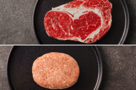 【夏ギフト】豪華リブロースステーキ&生ハンバーグ 各２個セット ＜グラスフェッド黒毛和牛＞　熨斗対応可