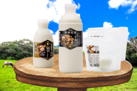 人気の奉納セット！　ジャージー牛乳900ml×1本、飲むヨーグルト500ml×1本、モッツァレラチーズ100g×2個