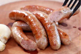 熱々を食べると肉汁が溢れる、ほんのりハーブが香る「元気豚 ウインナー　150ｇ（6本入）×5パック」　【322】