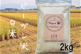 植物性で育てたビーガン米2㎏白米【化学肥料、農薬、除草剤不使用】