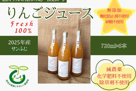 無添加！信州りんご発祥の地 長沼産 2025年産サンふじ 100% 生産農家直送 りんごジュース ６本 長野県 化学肥料不使用 除草剤不使用 人にやさしく環境にもやさしい農産物