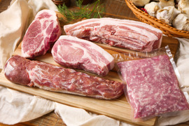 〖放牧豚・デュロック純粋種〗希少なかたまり肉を楽しむ！冷凍精肉おまかせセット 1kg