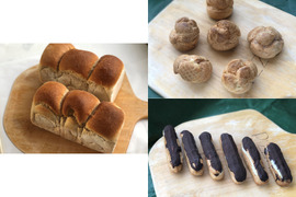 【超貴重な有機JAS認証パン&Sweets】パンセット⑨+Sweets③+④:自然栽培小麦のみ使用した食パン2個+シュークリーム6個+エクレア6個