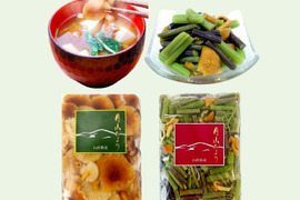国産天然なめこ+山菜ミックス水煮 各1袋 春を先取り 山形産 2024年採取