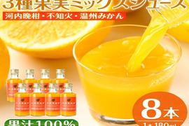【ギフト】贅沢飲み切りタイプ！3種果実ミックスジュース8本セット