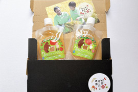 【BOX入り・にこにこ☆飲むりんご＆もものジュレ】令和7年産樹上完熟ふじりんご・川中島白桃を贅沢に使った飲むジュレ・ご家庭用に・プチギフトとしても　130g×2 BOX入り