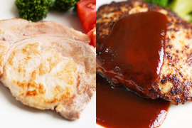 贈り物にピッタリ！10％の希少厳選豚「だいじょ豚」ギフトセット 手造りハンバーグ４個 ロースステーキ4枚 オリジナル藻塩10ｇ付き