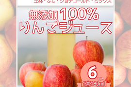 【夏ギフト】青森県産 無添加 果汁100% 完熟りんご4種飲み比べセット 180ml×6本