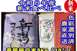 【早期ご予約】　限定個数特別価格　新潟米豪華な食べ比べセット　新潟県産　従来種コシヒカリ　店頭で入手するのは難しい希少米　と　トップブランド　新之助（新潟県認証銘柄）　各白米5kgセット（10キロ）