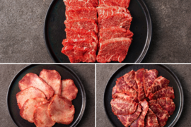 【夏ギフト】豪華３種 焼肉セット（カルビ・タン・ハラミ）＜自然放牧 黒毛和牛＞