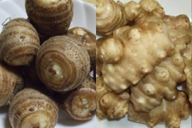 自然農法＊甘い菊芋1kgとホクホク赤里芋1kgのセット　販売中です