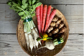 有機JASのお雑煮5種セット❗️【雑煮大根・金時人参・小えび芋・辛味大根・花柚子】お正月をオーガニック野菜で始めよう‼️［発送日12/26、27 限定：到着は遠方以外は翌日］