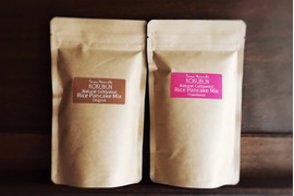 【食べ比べ】自然栽培米粉のパンケーキミックス　オリジナル＆フランボワーズ（ラズベリー）２袋セット