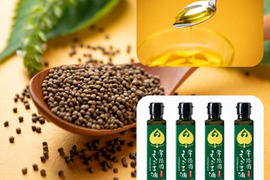 生搾り！『常陸圀えごま油』（ご家庭用・140g×4本）／非加熱圧搾法