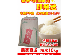 【新米・数量限定 即発送】令和7年産 新潟米・とちお産コシヒカリ10㎏
農家直送！山の湧水で育った米（送料相当値引き中／箱込み総重量）