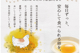 地元のお米や小豆、季節の野菜や果物で育てた鶏のこだわり新鮮卵