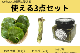 【わさびいろいろセット】真妻わさび・わさび葉・わさび葉ジェノベーゼ