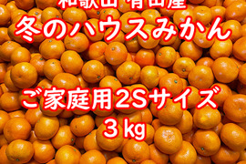 【越冬完熟早生・ご家庭用・２Ｓサイズ・3㎏】和歌山有田産！冬のハウスみかん★１月下旬以降の発送