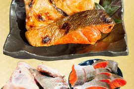 【紅鮭 切り身 約0.8キロ】＆【沼津 鯛 カマ 約1キロ】 セット 合計1.8kg