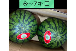 農家直送、大玉スイカ6〜7キロ！2玉入り