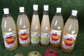 【夏ギフト】山形県りんご農家の果汁100％ジュース6本セット(りんご4本*ラフランス2本)