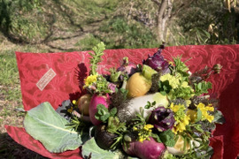 【期間限定】【春ギフト】花と野菜をミックスしたブーケ ブーケタイプ【カラフルなミニ野菜】ファーマーズヤード【お誕生日】【開店祝い】【周年祝い】【お供え】