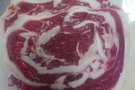 エゾシカバラ肉ロール（トラディショナル）3mmスライス　500g /1p
注文頂いてからスライス加工！！
（スライスの場所、個体によって写真と違う場合があります）