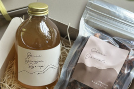 母の日【thank you gift】生姜シロップ＆チョコグラノーラSET “ミニブーケ付き”