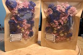 エディブルフラワーでお料理を華やかに、ドライコーンフラワー　ブルー、ピンク混合　10g×2袋