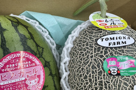 【ピノグリーン】小玉スイカピノガールと青肉メロン肥後グリーンの詰め合わせ