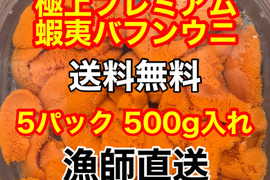 （実質送料無料）極上プレミアム蝦夷バフンウニ（北海道利尻島産）5パック 500g