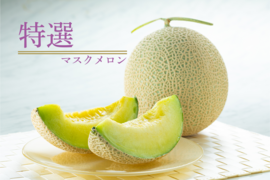 【夏ギフト】特選マスクメロン3kg以上(1.5kg以上×2玉・リボン付き・オリジナル化粧箱入り)