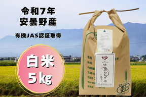 【新米】【数量限定】令和７年安曇野産オーガニック米【有機JAS取得】味わいあっさり！食感もっちり！やめのおおきみ（風さやか）白米５㎏