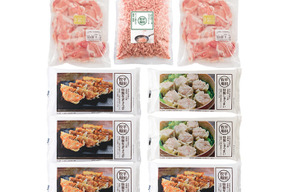 ご要望にお応えして誕生！　特製中華（生ぎょうざ4P＋しゅうまい2P）と、冷凍精肉（金華豚切出し2P＋三元豚 おいしいパラパラミンチ1P）のバラエティセット（NO.09）[冷凍発送]
