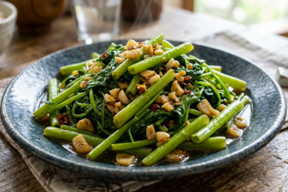 空心菜のニンニク強火炒め