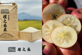 待望のセット商品！　權之丞米（白米）5kgと高徳りんご（家庭用）2kg（5〜10個入り）