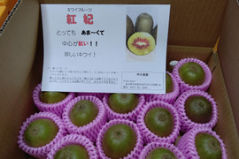 【特大１３個入り】極甘！ キウイフルーツ紅妃  中心が紅い珍品種！ この大きさは希少‼️