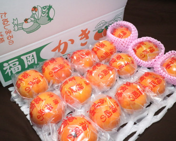 【ご家庭用（『小玉！』・少々キズあり）】冷蔵柿（富有柿）15個前後入り×２箱　福岡県久留米市田主丸町産