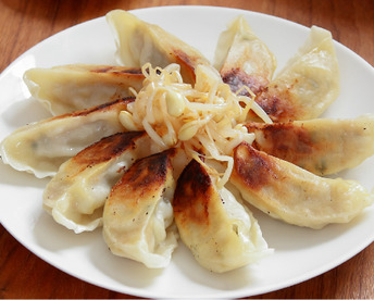 餡はジューシー、モチモチカリッ！の皮もおいしい「元気豚 肉餃子」180g（18ｇ×10個入）　【370】