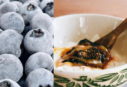 ブルーベリージャムの和風デザート