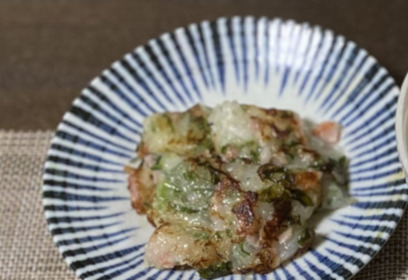 新玉ねぎの葉で大根もち